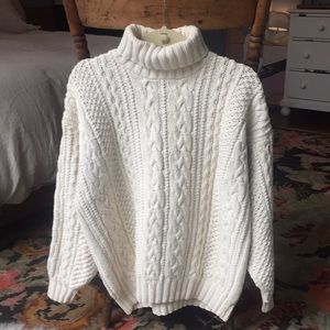 GAP Vintage Aran Cable Knit Turtleneck Sweater